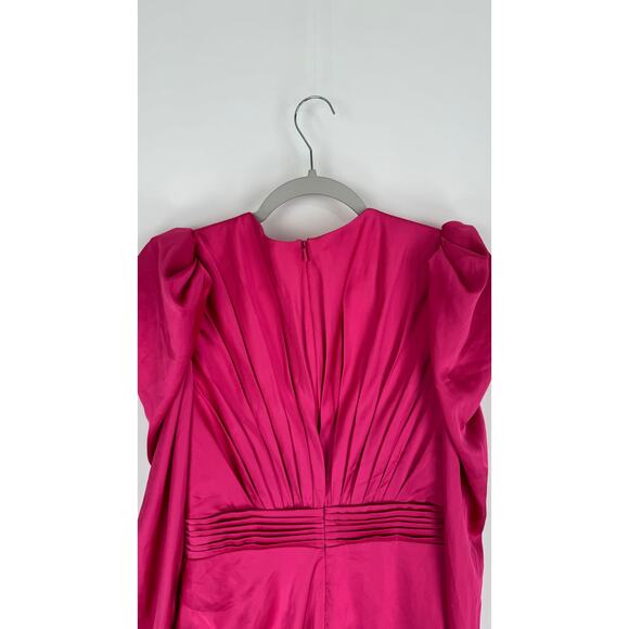 Mac Duggal Structured Long Sleeve Satin Mini Dress Hot Pink Womens Size 6 New - Picture 9 of 11